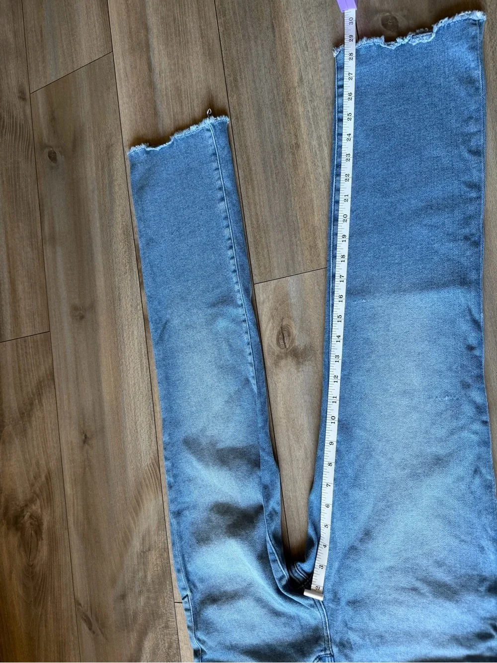 Good American Light Blue Straight Leg Jeans with Frayed Hem - Picture 4 of 14